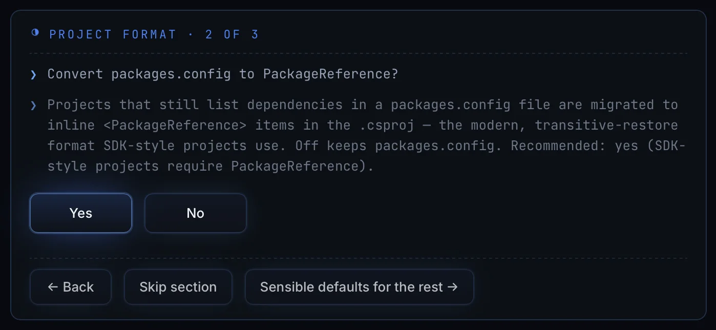 Whether projects still using packages.config move to PackageReference.