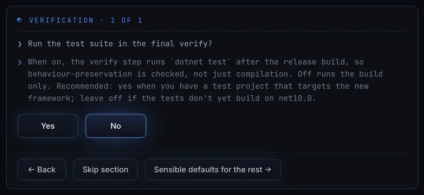 Whether the last step runs your test suite after the release build.
